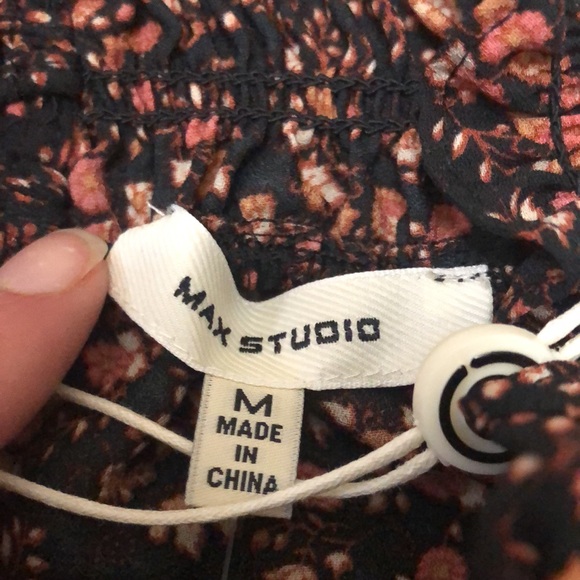 Max Studio | Floral Smocked Mock Neck Ruffled Blouse - Picture 5 of 9